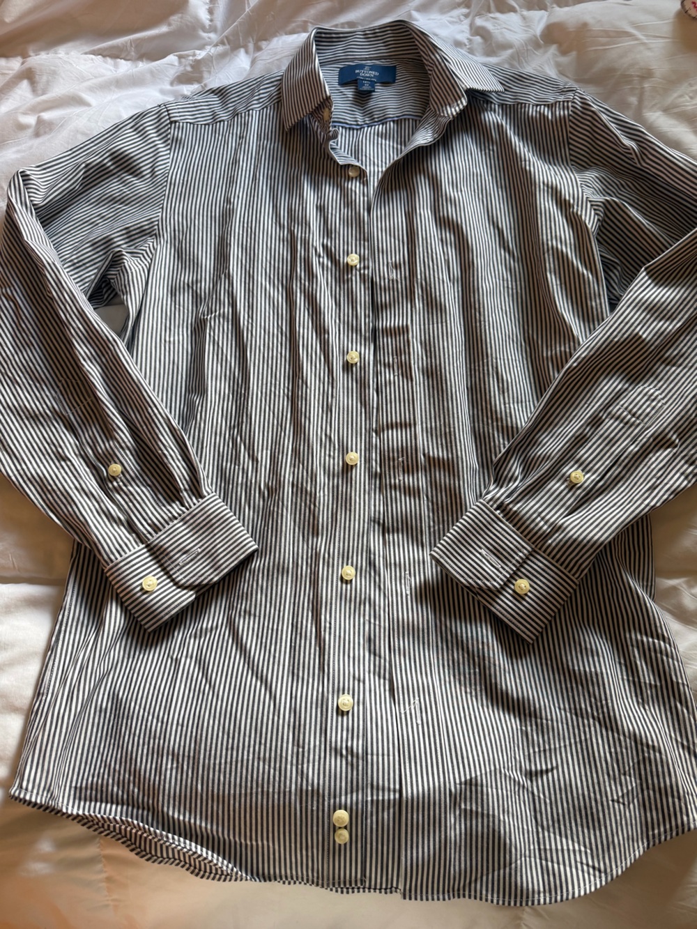 Buttoned Down Supima Cotton white and charcoal striped shirt